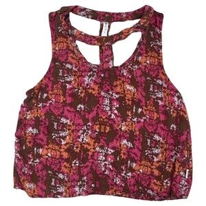 RVCA Pink Brown Orange Cutout Sleeveless Cropped Tank Top - Size Small